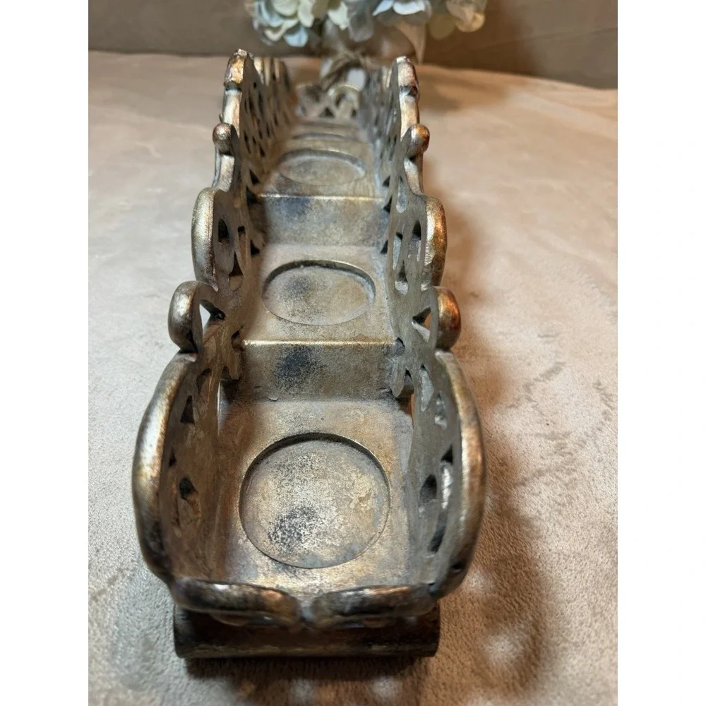 Vintage Ornate Baroque‎ Resin Tealight Candle Holder Gold Bronze Mantel